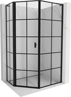 Mexen Mist L asymetrická štvorcová sprchová kabína ľavá 80 x 90 cm, čierna mriežka, čierna - 8A8L-080-090-70-77-L