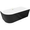 Mexen Silo voľne stojaca rohová pravá ryhovaná vaňa 150 x 75 cm, biela/čierna, zlatý kartáčovaný preliv - 52891507575P-55