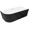 Mexen Silo voľne stojaca rohová vaňa pravá ryhovaná 150 x 75 cm, biela/čierna, prepad medenná kartáčovaná