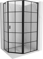 Mexen Mist L asymetrická päťuholníková sprchová kabína pravá 90 x 80 cm, čierna mriežka, čierna - 8A8L-090-080-70-77-P