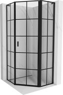 Mexen Mist L päťuholníková sprchová kabína s pántmi vpravo 90 x 90 cm, čierna mriežka, čierna - 8A8L-090-090-70-77-P