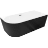 Mexen Silo voľne stojaca vaňa rohová pravá ryhovaná 150 x 75 cm, biela/čierna, prepad gun gray brúsený- 52891507575P-66