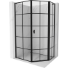 Mexen Mist L asymetrická päťuholníková sprchová kabína, pravé otváranie, 90 x 100 cm, čierna mriežka, čierna