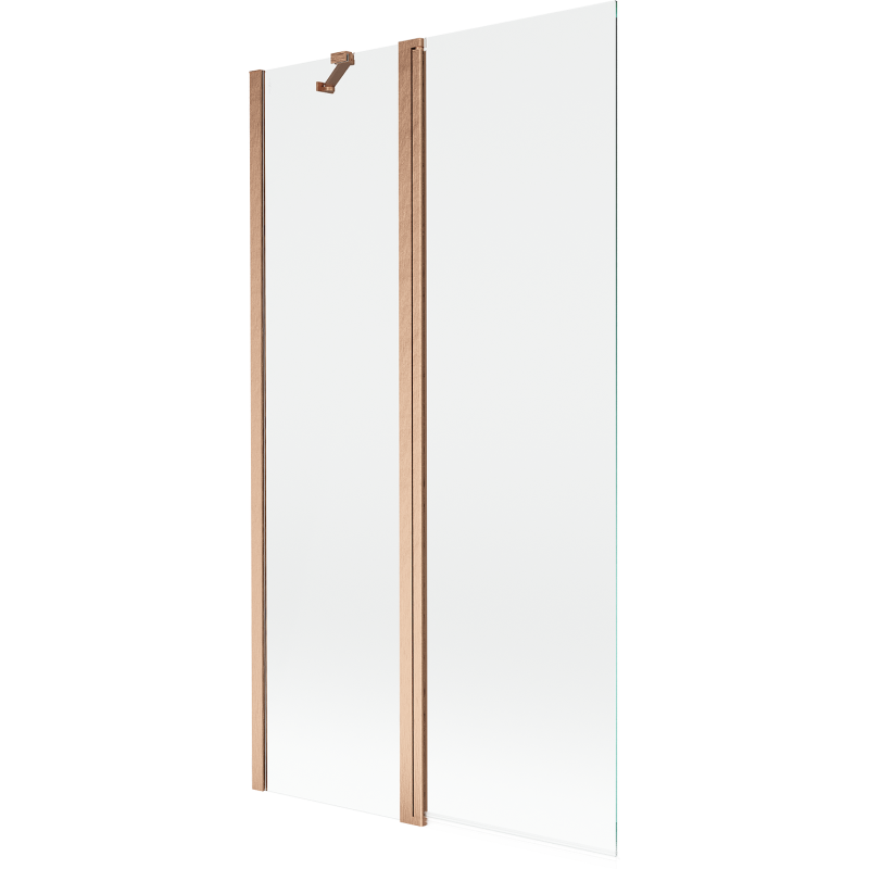 Mexen Mist paraván na vaňu 2-krídlový 100 x 150 cm, transparentný, brúsená meď - 8A9-100-011-65-00