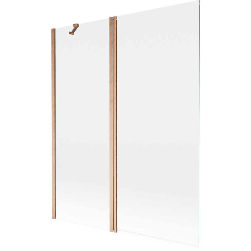 Mexen Mist vaničková zástena 2-krídlová 140 x 150 cm, transparentná, kartáčovaná meď - 8A9-140-011-65-00