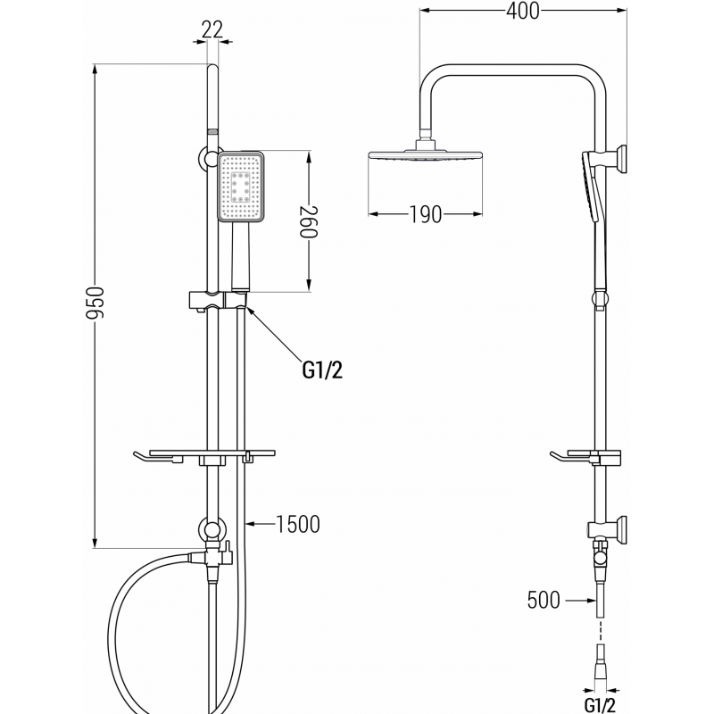Mexen T54 sprchový stĺp, biela/chróm - 798545493-21
