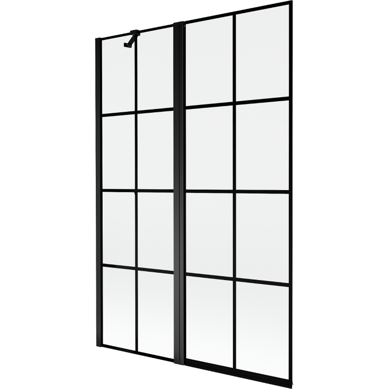 Mexen Mist sprchová zábrana dvojkrídlová ľavá 120 x 150 cm, čierna mriežka, čierna - 8A9-120-011-70-77-L