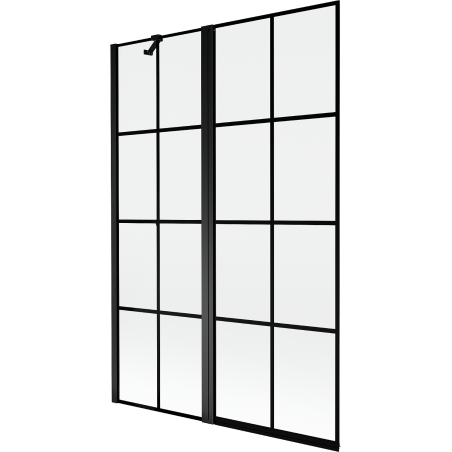 Mexen Mist sprchová zástenová 2-krídlová ľavá 120 x 150 cm, čierna mriežka, čierna - 8A9-120-011-70-77-L