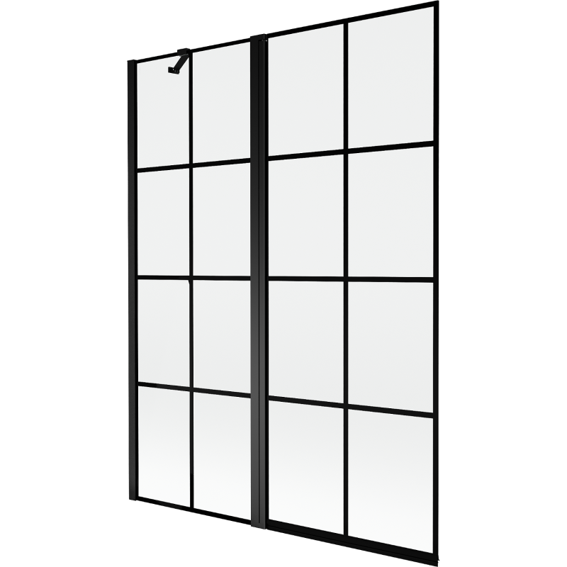 Mexen Mist sprchová zástenka 2-krídlová ľavá 130 x 150 cm, čierna mriežka, čierna - 8A9-130-011-70-77-L