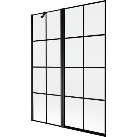 Mexen Mist sprchová zástenka 2-krídlová ľavá 130 x 150 cm, čierna mriežka, čierna - 8A9-130-011-70-77-L