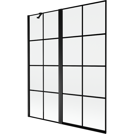 Mexen Mist sprchová zástena dvojkrídlová ľavá 140 x 150 cm, čierna mriežka, čierna - 8A9-140-011-70-77-L