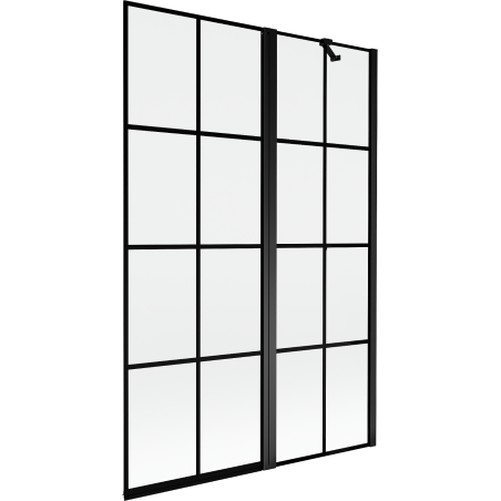 Mexen Mist sprchová záclona 2-krídlová pravá 120 x 150 cm, čierna mriežka, čierna - 8A9-120-011-70-77-P