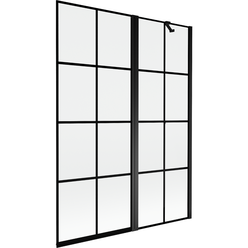 Mexen Mist sprchový paraván dvojkrídlový pravý 130 x 150 cm, čierna mriežka, čierny - 8A9-130-011-70-77-P