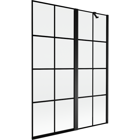 Mexen Mist sprchový paraván dvojkrídlový pravý 130 x 150 cm, čierna mriežka, čierny - 8A9-130-011-70-77-P