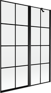 Mexen Mist sprchový paraván dvojkrídlový pravý 130 x 150 cm, čierna mriežka, čierny - 8A9-130-011-70-77-P