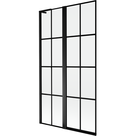 Mexen Mist L vanová sprchová zástena dvojdverová ľavá 100 x 150 cm, čierna mriežka, čierna - 8A9L-100-011-70-77-L