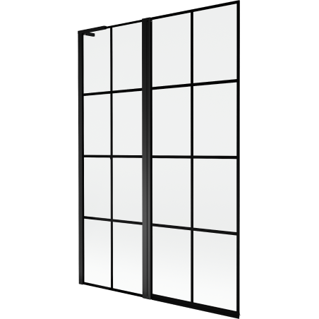 Mexen Mist L vaňová zástena, 2-dielna, ľavá 120 x 150 cm, čierna sieť, čierna - 8A9L-120-011-70-77-L