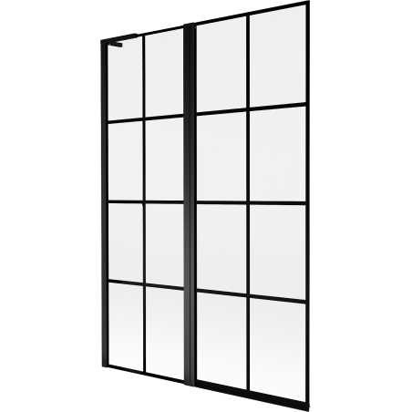 Mexen Mist L vaňová zástena 2-dverová ľavá 120 x 150 cm, čierna mriežka, čierna - 8A9L-120-011-70-77-L