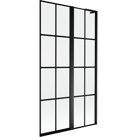 Mexen Mist L vaňová zástena 2-dielna pravá 100 x 150 cm, čierna mriežka, čierna - 8A9L-100-011-70-77-P