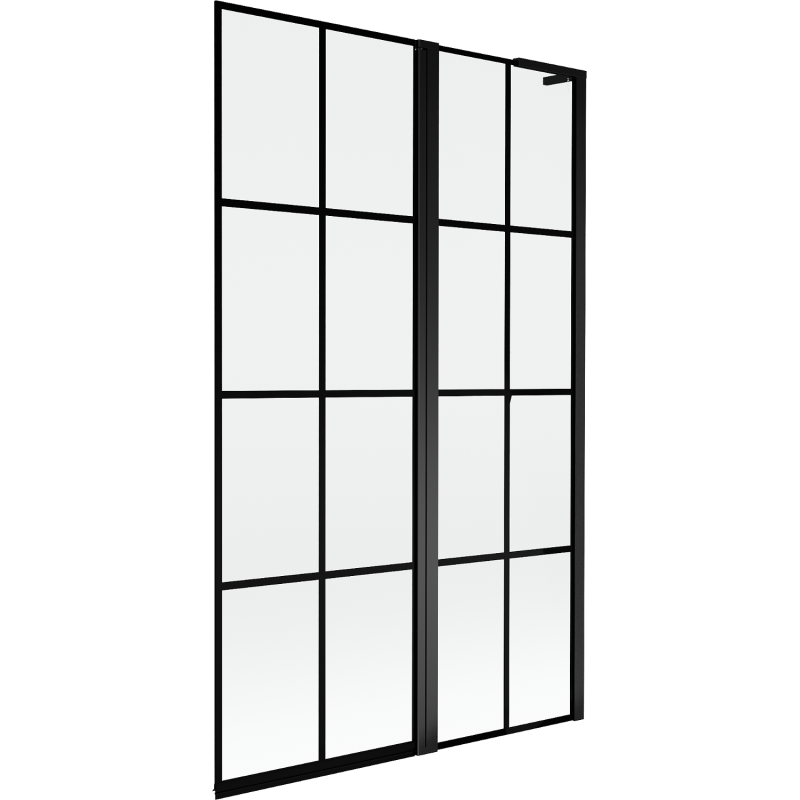 Mexen Mist L vaňová zástena 2-krídla pravá 110 x 150 cm, čierna mriežka, čierna - 8A9L-110-011-70-77-P