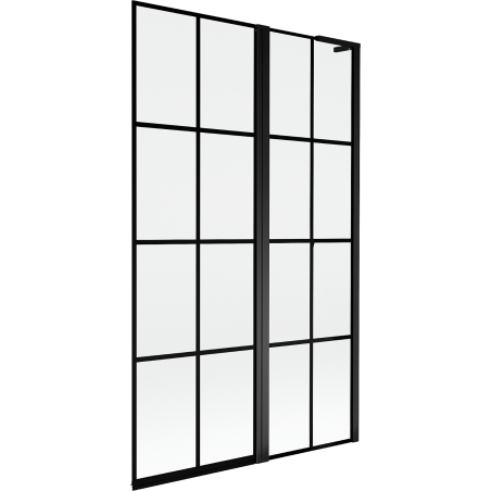 Mexen Mist L vaňová zástena 2-krídla pravá 110 x 150 cm, čierna mriežka, čierna - 8A9L-110-011-70-77-P