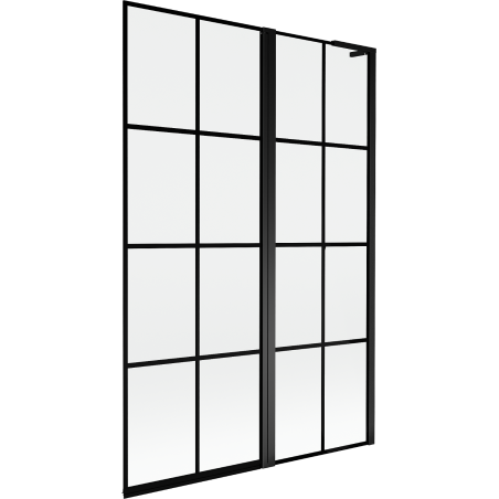 Mexen Mist L vaňová zástena 2-krídlová pravá 120 x 150 cm, čierna mriežka, čierny - 8A9L-120-011-70-77-P