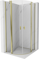 Mexen Mist polkruhová sprchová kabína s výklopnými dverami 90 x 90 cm, transparentná, zlatá - 8A32-090-090-50-00