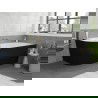 Mexen Silo voľne stojaca rohová pravá ryhovaná vaňa 170 x 80 cm, biela/čierna, prepad zlatý - 52891708075P-50