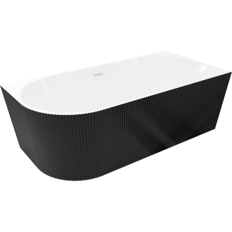 Mexen Silo voľne stojaca rohová pravá s ryhovaním 170 x 80 cm, biela/čierna, biely prepad - 52891708075P-20