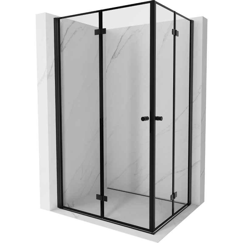 Mexen Mist-F Duo skladací sprchový kút 95 x 70 cm, čierny rám, čierny - 8A6-095L-070P-70-70