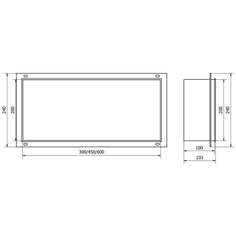 Mexen X-Wall-NR zapustená polica bez lemovania 30 x 20 cm, inox - 1911302010