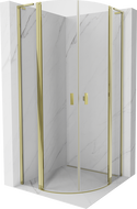 Mexen Mist L polkruhová sprchová kabína s vyklápacími dverami 100 x 100 cm, transparentná, zlatá - 8A32L-100-100-50-00