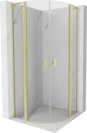 Mexen Mist L polkruhová sprchová kabína s výkyvnými dverami 80 x 80 cm, transparentná, zlatá kartáčovaná - 8A32L-080-080-55-00