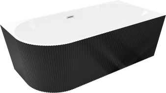 Mexen Silo voľne stojaca rohová pravá ryhovaná 170 x 80 cm, biela/čierna, prepad brúsený nikel - 52891708075P-97