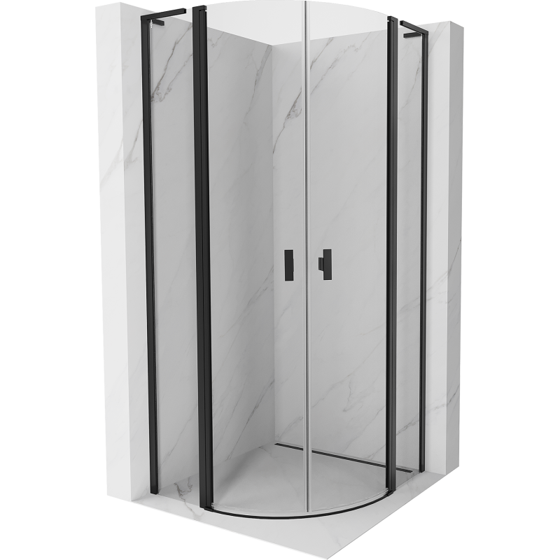 Mexen Mist L polkruhová sprchová kabína výklopná 90 x 90 cm, transparentná, čierna - 8A32L-090-090-70-00