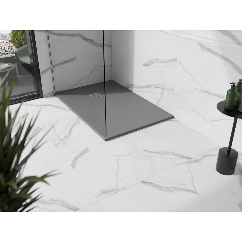 Mexen Stone+ kompozitná obdĺžniková sprchová vanička 100 x 70 cm, šedá-betón - 44617010
