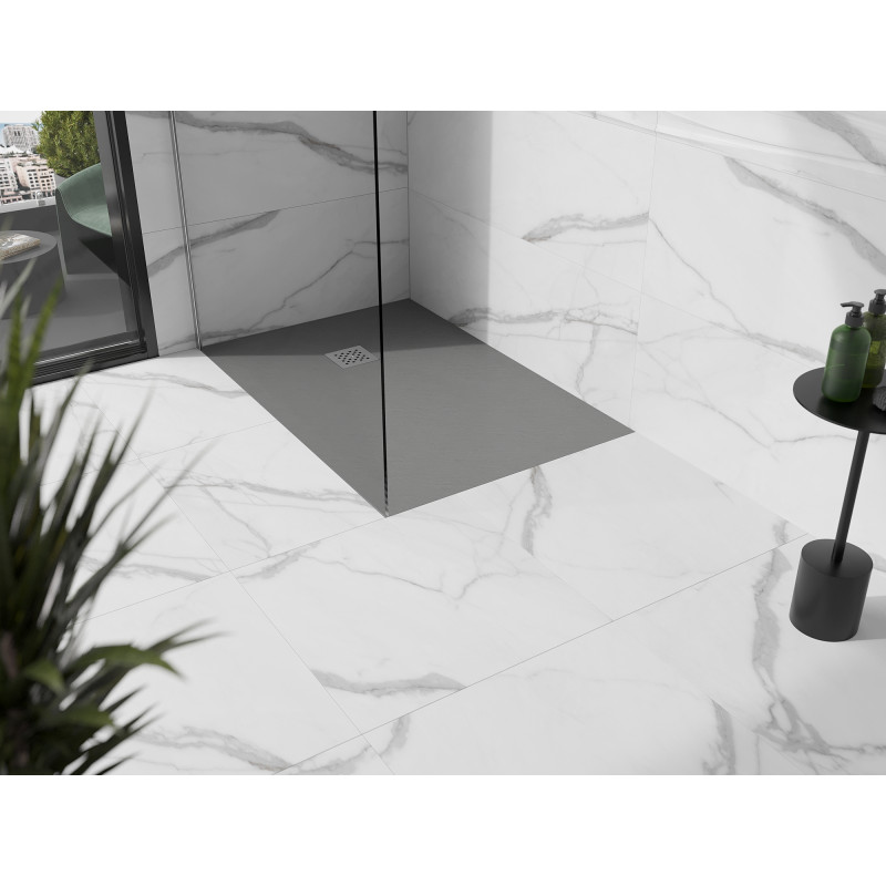 Mexen Stone+ kompozitná obdĺžniková sprchová vanička 100 x 70 cm, šedá-betón - 44617010