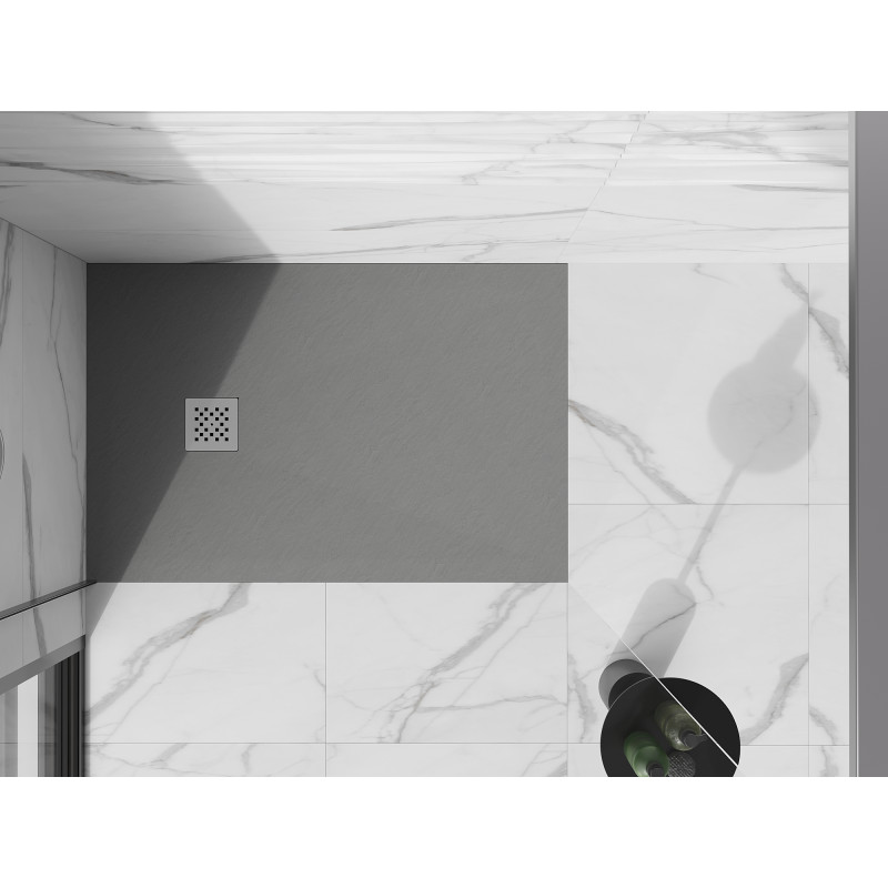 Mexen Stone+ kompozitná obdĺžniková sprchová vanička 100 x 70 cm, šedá-betón - 44617010
