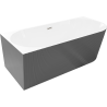 Mexen Silo voľne stojaca rohová ľavá ryhovaná vaňa 150 x 75 cm, biela/sivá, prepad brúsený nikel - 52891507562L-97