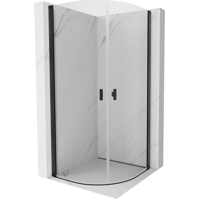 Mexen Mist štvrťkruhový sprchový kút s otváracími dverami 70 x 70 cm, transparentný, čierny - 8A31-070-070-70-00