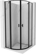 Mexen Mist polkruhová sprchová kabína s otváracími dverami 100 x 100 cm, čierny rám, čierna - 8A32-100-100-70-70