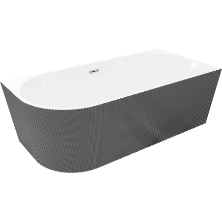Mexen Silo voľne stojaca rohová pravá drážkovaná vaňa 150 x 75 cm, biela/sivá, prepad chróm - 52891507562P-01