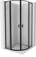 Mexen Mist L polkruhový sprchový kút 90 x 90 cm, čierny rám, čierny - 8A32L-090-090-70-70