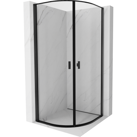 Mexen Mist sprchový kút polkruhový sklopný 70 x 70 cm, čierny rám, čierny - 8A31-070-070-70-70