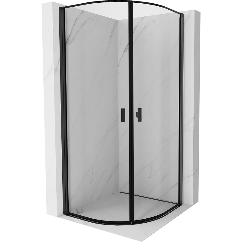 Mexen Mist polokruhová sprchová kabína s otočnými dverami 80 x 80 cm, čierny rám, čierna - 8A31-080-080-70-70