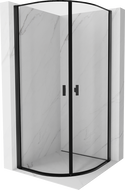 Mexen Mist polkruhová sprchová kabína s otváracími dverami 90 x 90 cm, čierny rám, čierna - 8A31-090-090-70-70