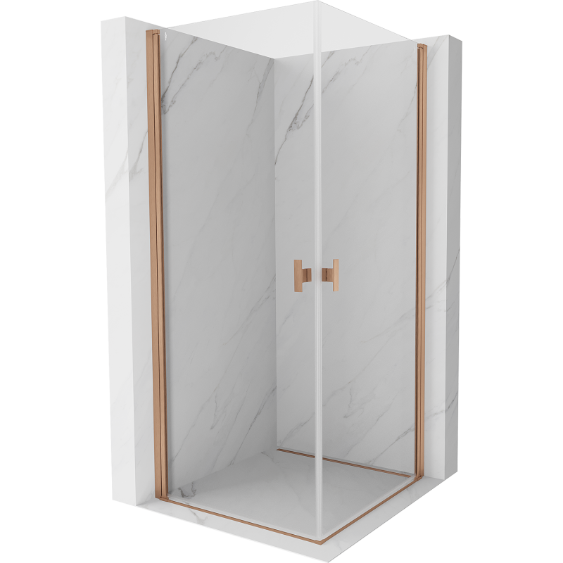 Mexen Mist-B Duo sprchovací kút otvárací 95 x 95 cm, priehľadný, brúsená meď - 8A2-095-095-65-00