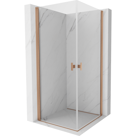 Mexen Mist-B Duo sprchovací kút otvárací 95 x 95 cm, priehľadný, brúsená meď - 8A2-095-095-65-00