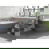 Mexen Silo voľne stojaca rohová pravá ryhovaná vaňa 170 x 80 cm, biela/sivá, prepad ružové zlato - 52891708062P-60