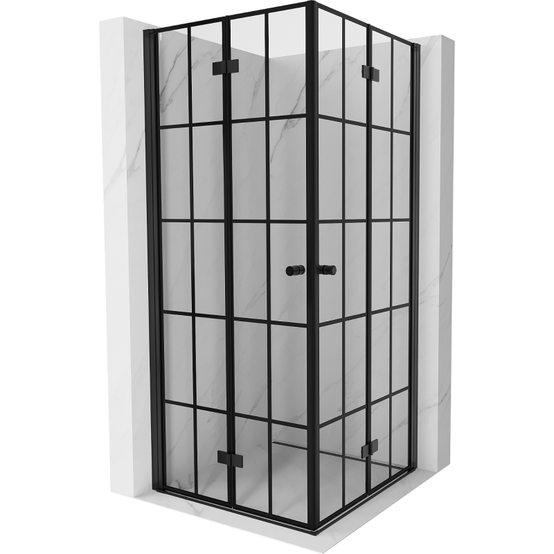 Mexen Mist-F Duo skladacie sprchovací kabína 70 x 70 cm, čierna mriežka, čierna - 8A6-070L-070P-70-77